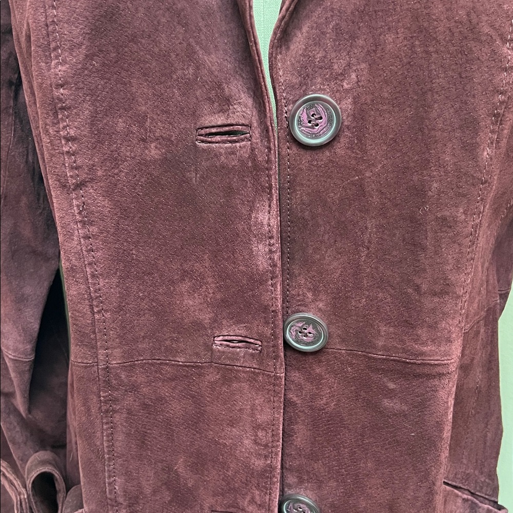 Dennis Basso Suede Leather Trench coat - Picture 10 of 13